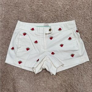 J. Crew White Shorts with Watermelon Embroidery